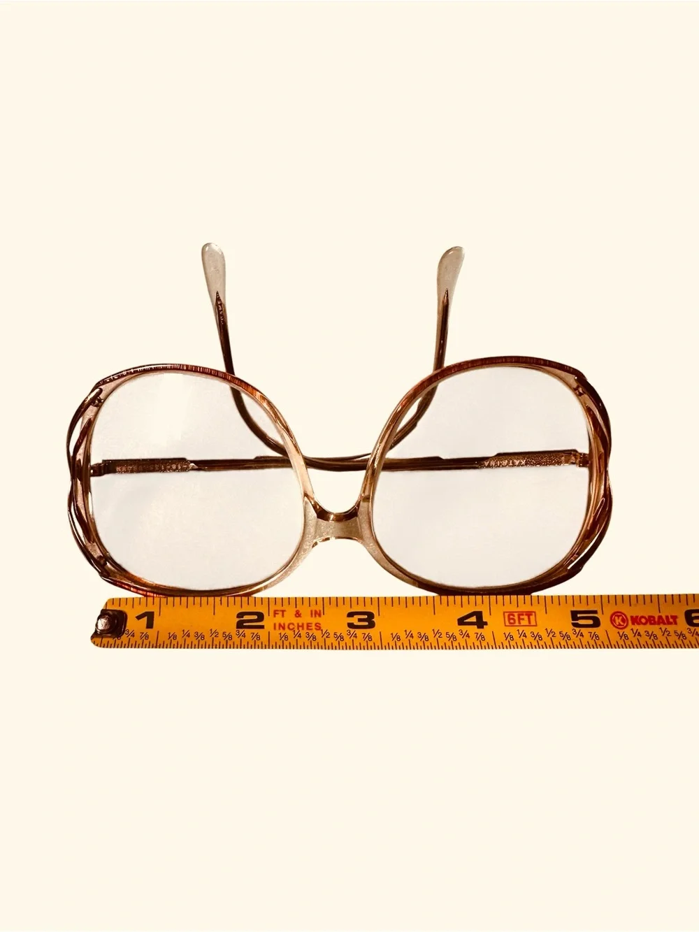 Vintage Oversized Katrina Clear Eyeglass Frames Pink Brown Gold Tone 54-18-135.